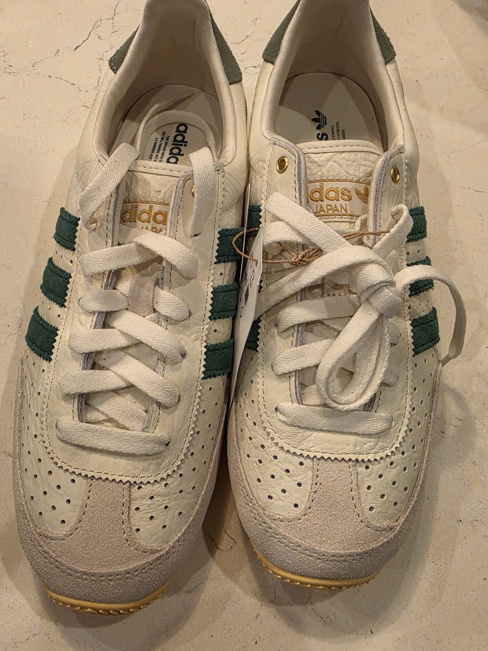 adidas Womans Cream and Green Japan Sneakers 7.5 Or 8